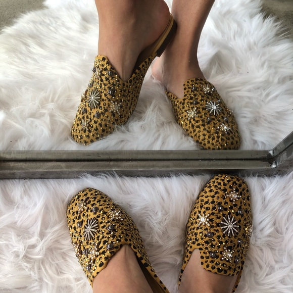 Italina LEOPARD Sequin Gem Embellished Slide-In Flat Mule - Picture 4 of 7